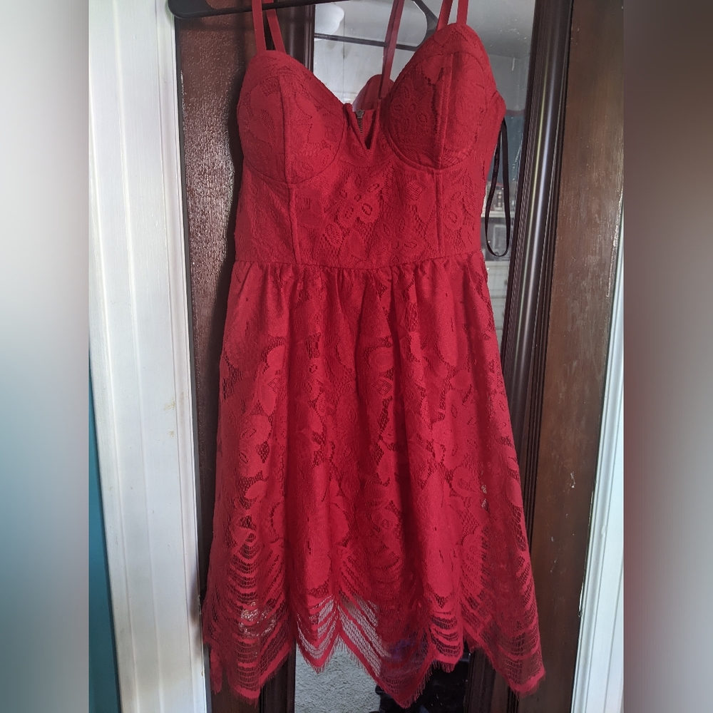 Material Girl red lace dress Medium